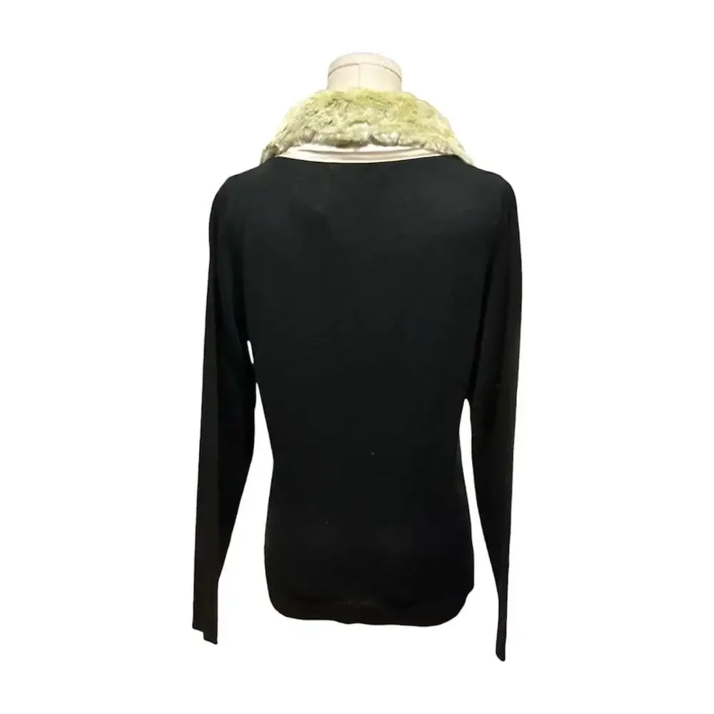 Michelle Nicole Black Sweater with Removable Faux Fur Collar Women’s Size Large